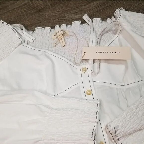 Rebecca taylor OffShoulder Poplin Button-Front Top - Picture 5 of 7